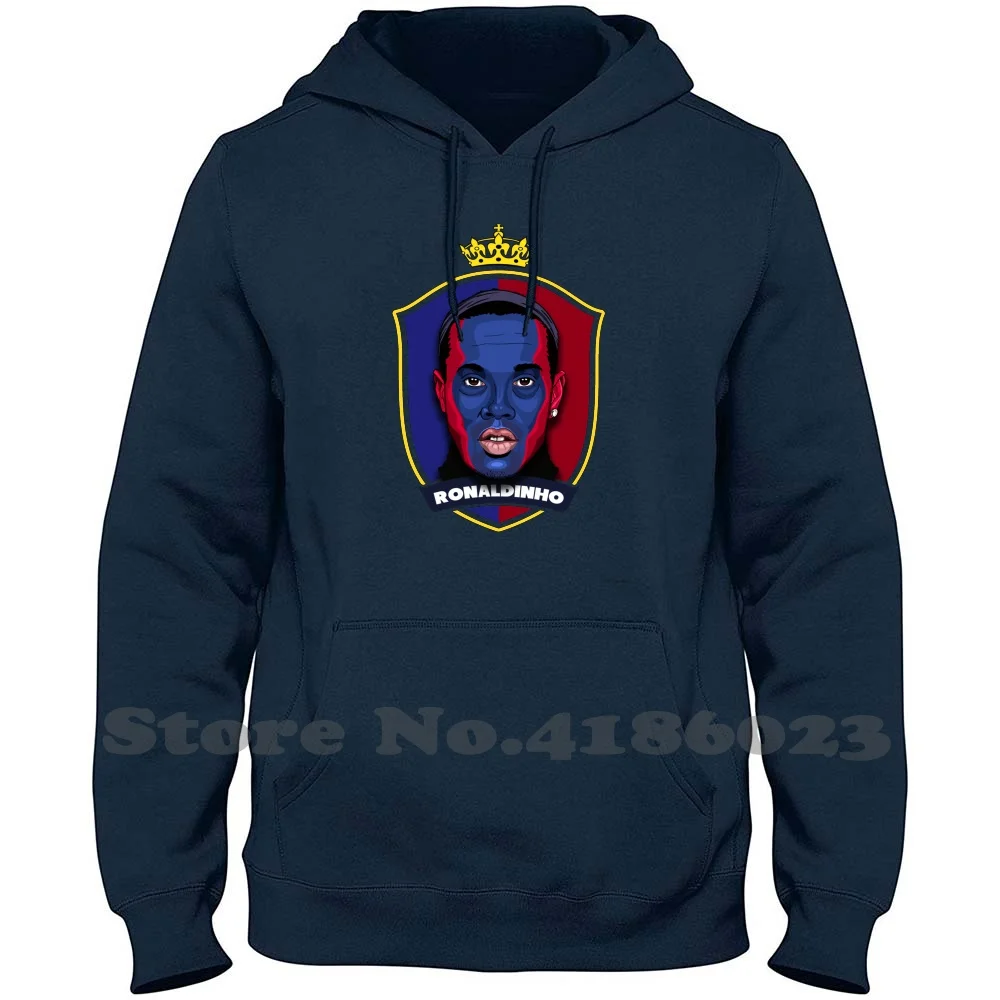 Ronaldinho 100% Pure Cotton Hoodie T-Shirt Legend Ronaldinho Brazil Vector Portrait Artsy Face Colors Lotg Soccer Futbol