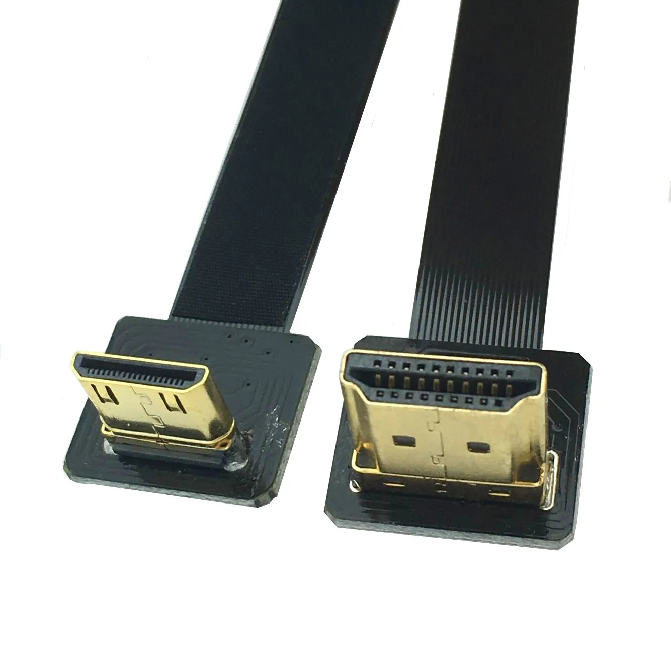 FPV hdmi-kompatybilny pod kątem do Mini hdmi-kompatybilny pod kątem 90 stopni FPC kabel płaski do multicoptera fotografia lotnicza 20cm