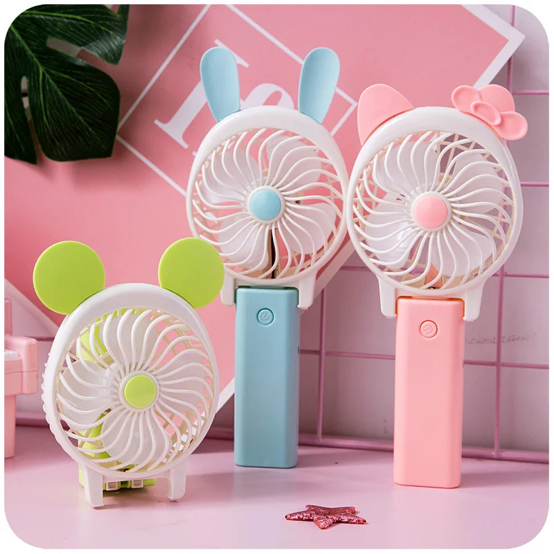 Hand Held Folding Mini Fan Silicone Circle Small USB Charging Cartoon Rechargeable Portable Fans Plastic FS43