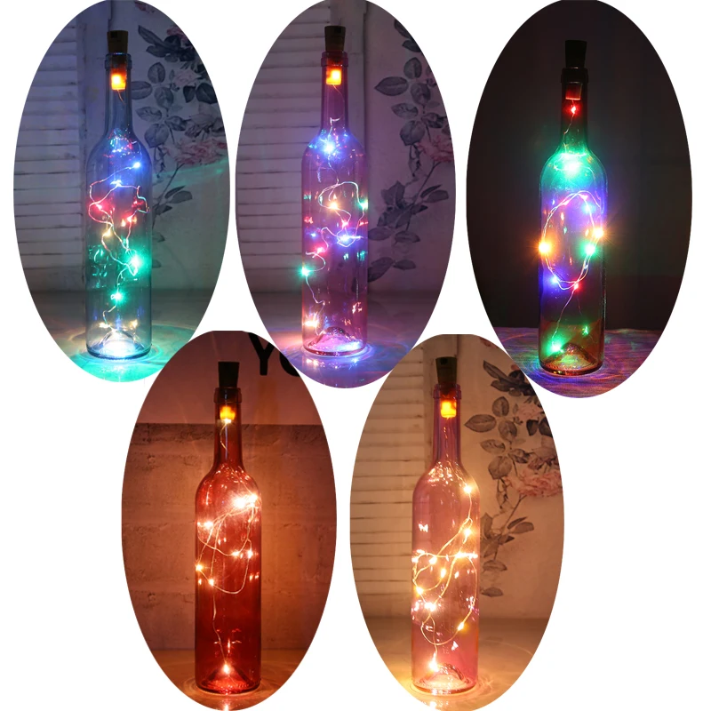 

New LED 2m Copper Wire String Light mini fairy night light bedroom lamp Wine Bottle Cork Lights for Wedding Party Decoration