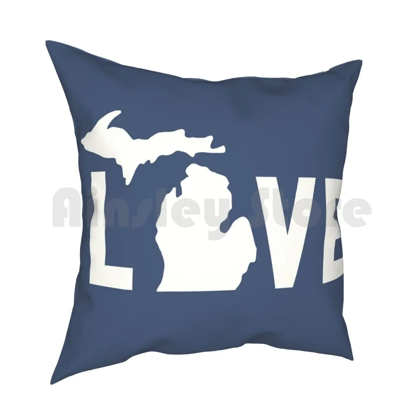 Love-All White Pillow Case Printed Home Soft Throw Pillow Great Lakes Mi Wisconsin Illinois Wi Il Eerie Superior Huron