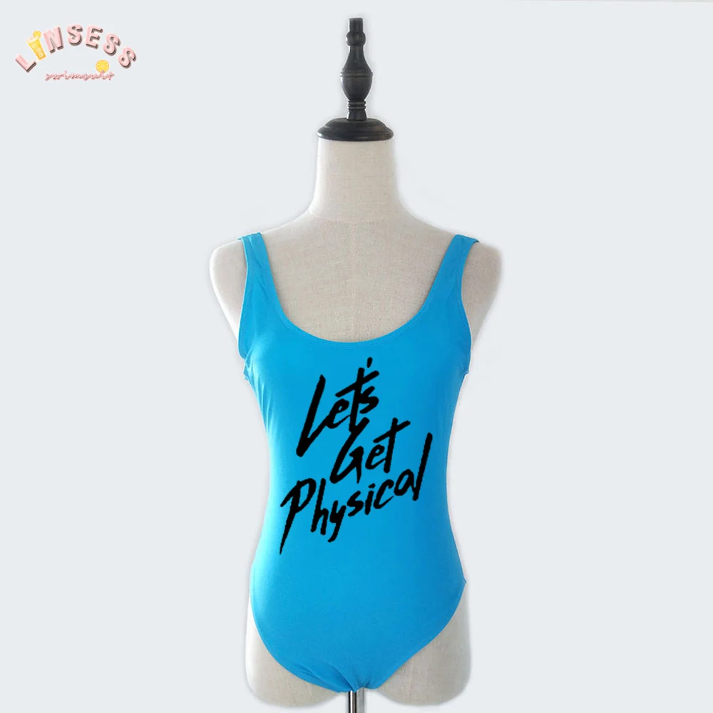 Let's Get Physical 80's Aerobic Retro Leotard One Piece Bodysuit Costum For Halloween Or Eighties Party Women Swimsuit 2021 Sexy