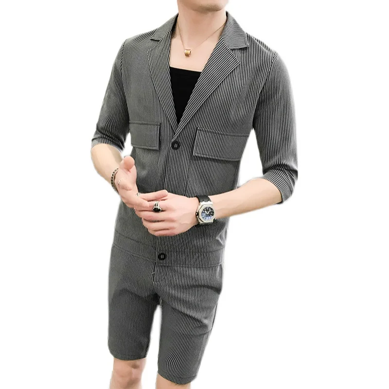 Men's Suit Two-piece Solid ( Shorts + Jacket) Fashion Luxury Business Casual Wedding Business Formal Party Classic Suit Sets Men