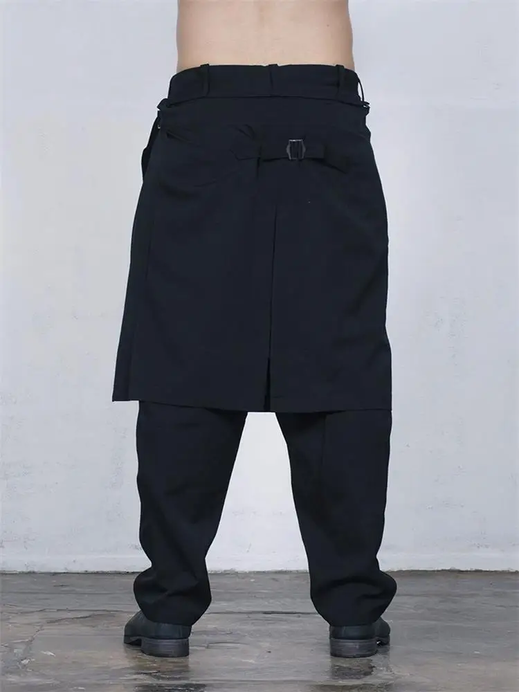 

Spring And Autumn New Style Men Korean Version Of The New Fashion Casual Wool Culottes Solid Color False Two Slacks