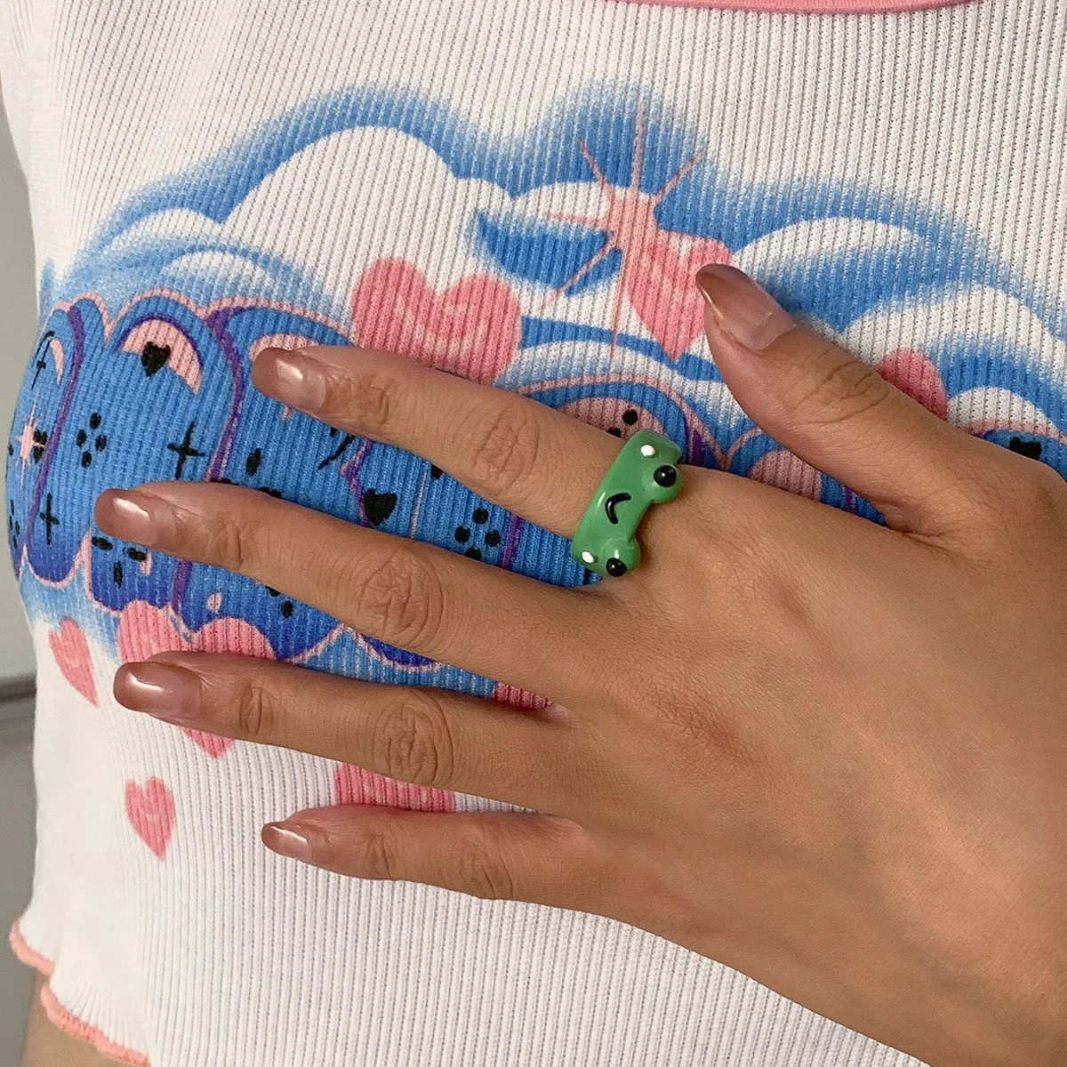 Acrylic Frog Ring Chick Resin Rings For Women Girls Simple Animal Aesthetic Jewelry Friendship Rings Greative Party Travel Gifts