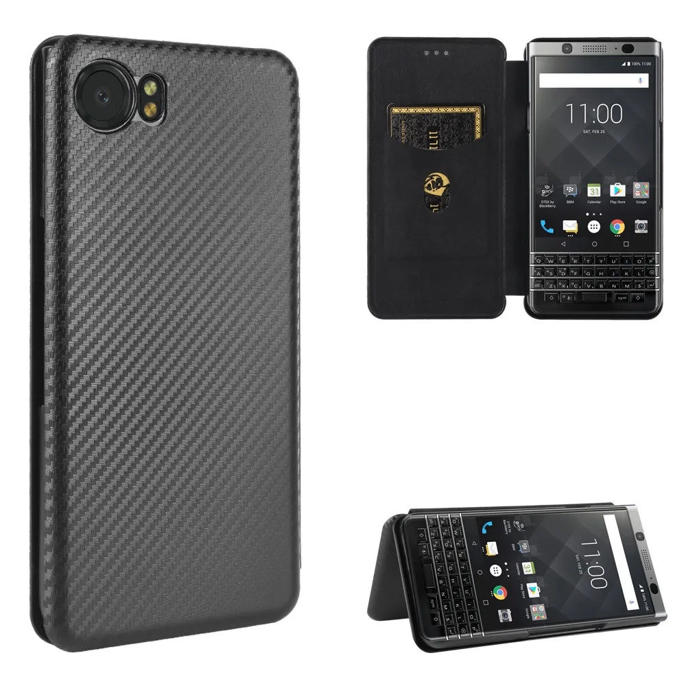 For BlackBerry Keyone DTEK70 Luxury Flip Carbon Fiber Skin Magnetic Adsorption Case For BlackBerry Keyone BBB100-2 Phone Bags