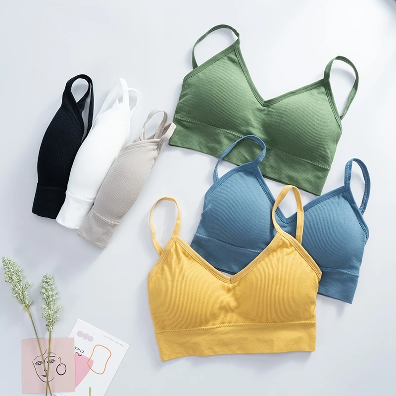 Bralette Fitness Lace Thin Shoulder Strap Underwear Women Anti-light Shockproof Push Up Full Cup Cross Back Bra Lingerie