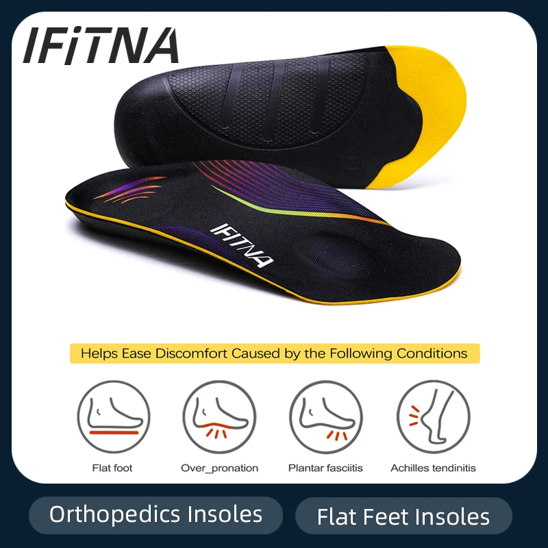 iFitna 3/4 Length Orthotics Insoles Arch Support Insert for Flat Feet, Plantar Fasciitis, Foot Arch, Feet Fatigue - Heel Cushion