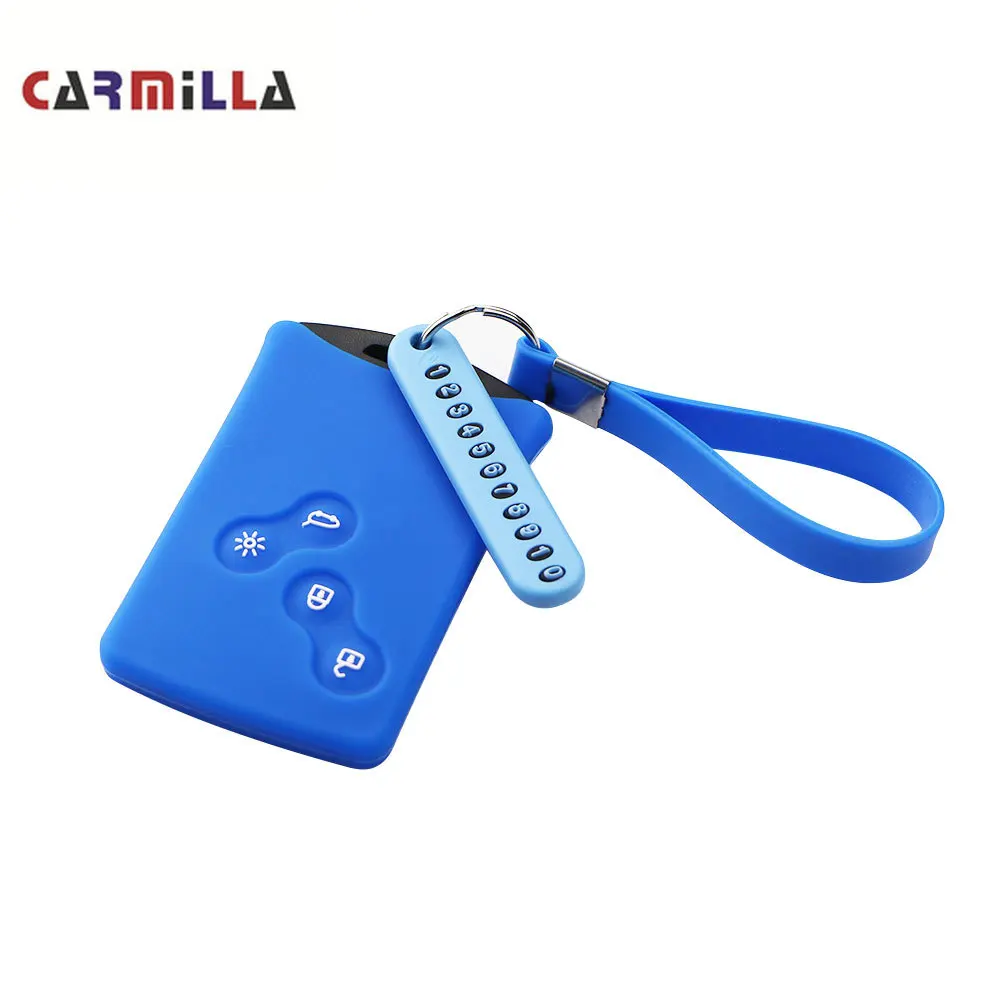 4 Button Car Key Silicone Cover Phone Number Key Chain Fit for Renault Clio Logan Megane 2 3 Koleos Scenic Card Keychain Case