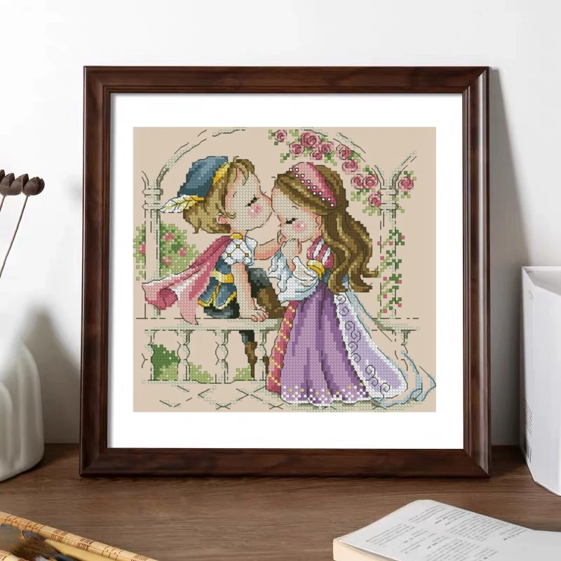 Cute Cartoon Cross-Stitch Kit Chinese Embroidery Material Bag 11CT Printed Cloth SODA Series Romeo and Juliet Lovers