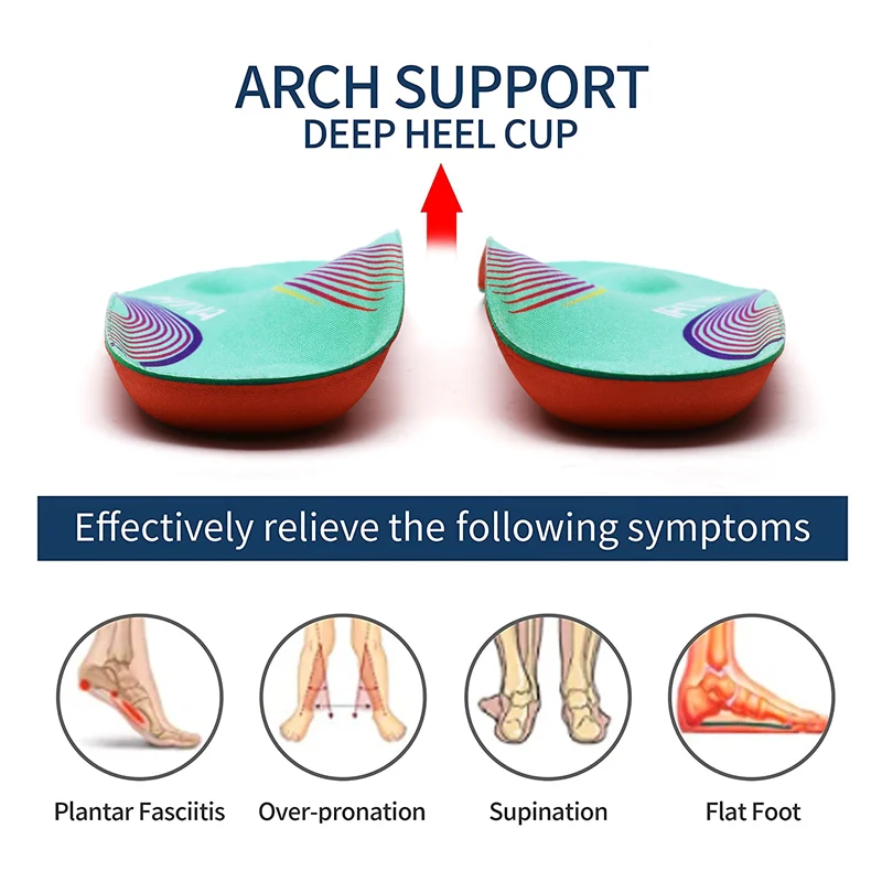 3/4 Chiều Dài Orthotis Lót Đế Hỗ Trợ Vòm Giày Sneaker Dạng Plantar Fasciitis, Gót Thúc Đẩy Đau, chân Dẹp Chỉnh Hình Thể Thao Đế Giày