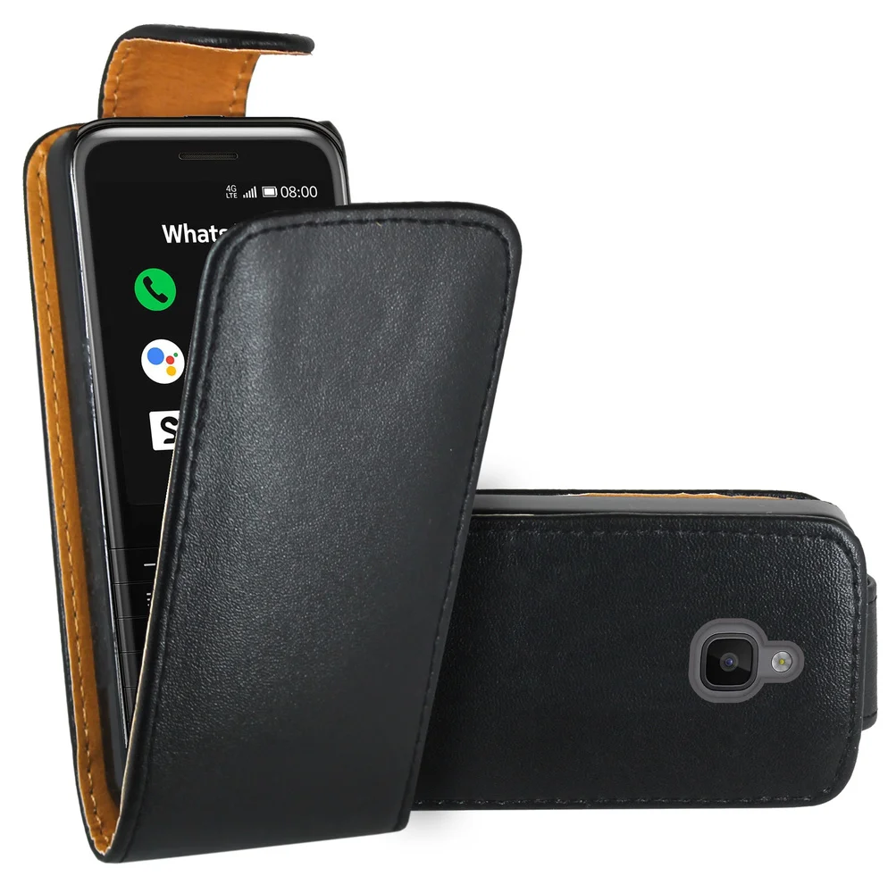 Black Premium Leather Flip Book Case Cover Funda Coque For Nokia 8000 4G