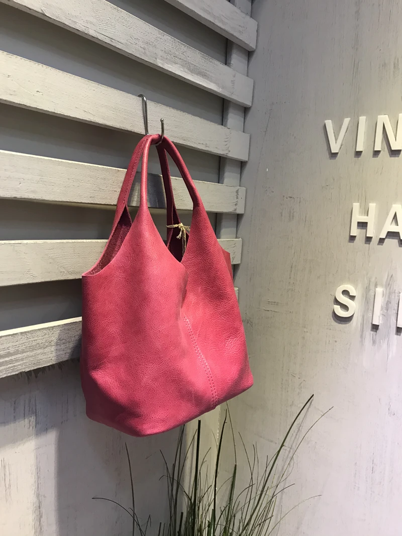 Vendange fashion women\'s bag genuine leather handmade shoulder bag retro casual vegetable basket bag 2606