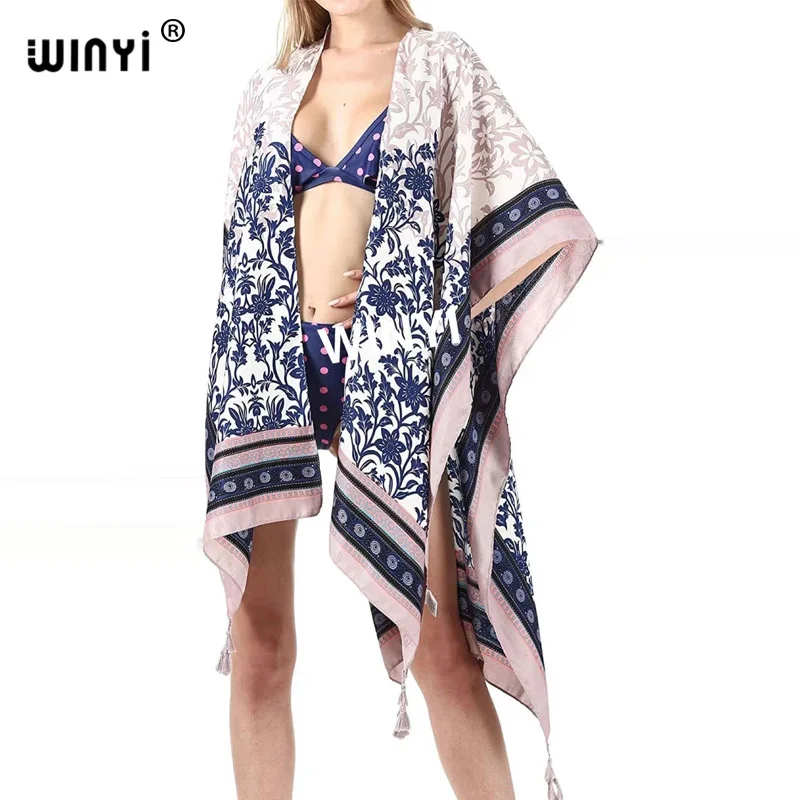 

2021beach wear kimono cardigan Middle East America Africa holiday Sexy Casual Printed Bohemia Elegant cover-up