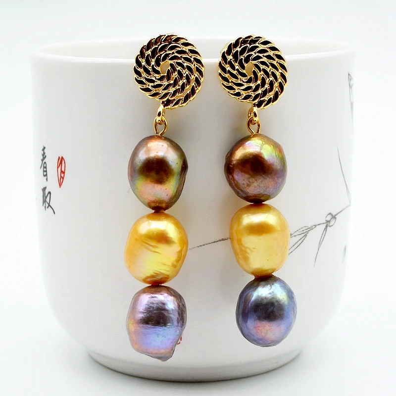 Vintage Women's Earrings Multicolor Natural Pearls Irregular Baroque Pearl Pendants Long Wedding Accessories Fashion Gifts