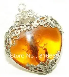 

Free shipping@@HOT SALE new Tibet silver amber scorpion necklace pendant