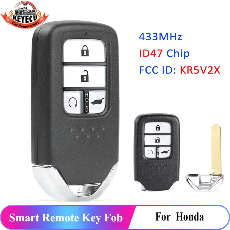 

KEYECU 4-кнопочный идентификатор FCC: KR5V2X A2C 83162500 Для Honda Pilot Smart Remote 433 МГц ID47 Сменный автомобильный брелок для ключей