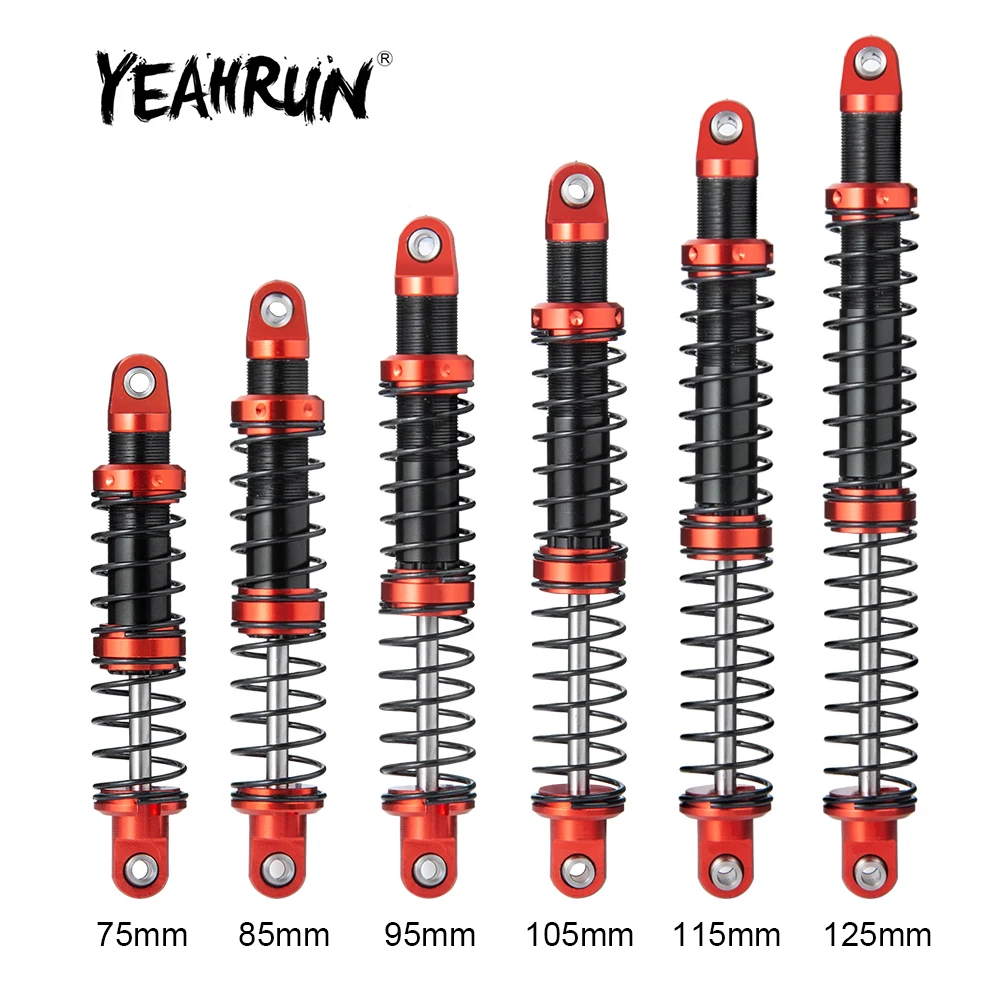 YEAHRUN 4Pcs Oil Adjustable Shock Absorber Damper 75/85/95/105/115/125mm for D90 Axial SCX10 TRX-4 1/10 RC Car Upgrade Parts