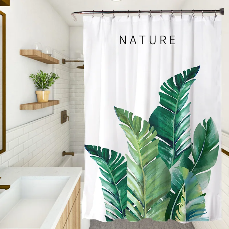 Flower Green Plant Shower Curtain Set Hook Bathroom Waterproof Polyester Cloth Natural Leaves 3D Printed Home Decor Bath Curtain