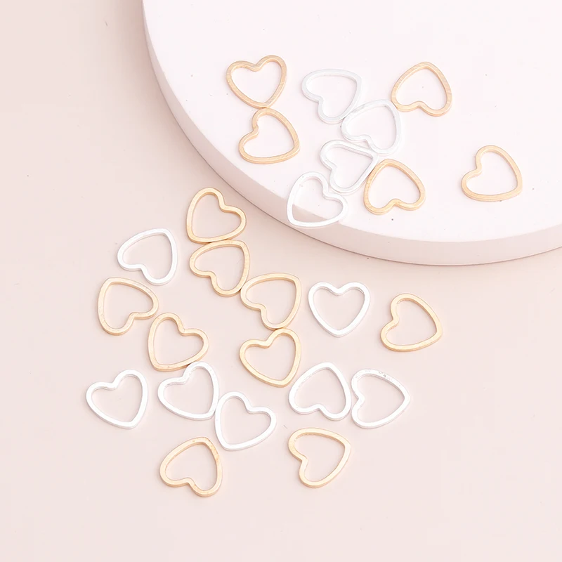 100 sztuk małe puste serca złącza koraliki dla DIY bransoletki naszyjniki złoty kolor srebrny 10x10mm dokonywanie znalezienie Charms biżuteria