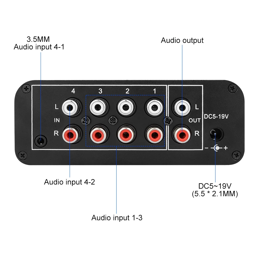 AIYIMA ستيريو جهاز مزج الصوت متعدد القنوات مصدر الصوت ريفيربيراتور حجم التحكم المستقل 3.5 مللي متر RCA سائق سماعة 4 المدخلات