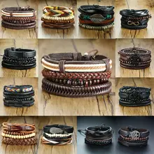 Leather Bracelets Set Men Women #3
