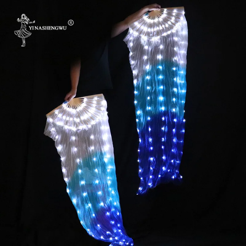 

Belly Dance Performance LED Fans Bone More Led Lights Silk Fans Shining Rainbow LED Dance Fans 1 pc / 1 pair with Batteries