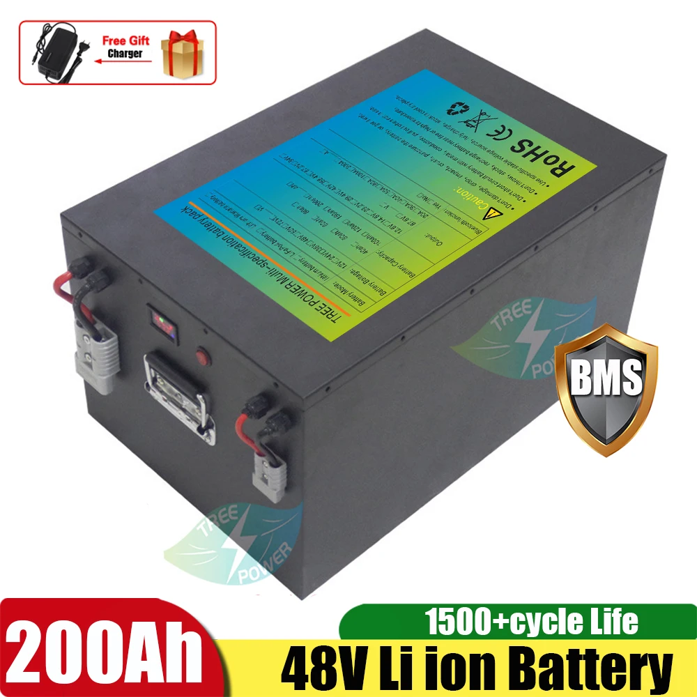 

48V Solar Lithium Battery 100Ah 200Ah Endurance Use At Night With BMS for 10Kw Solar Energy Panels Inverter+Charger