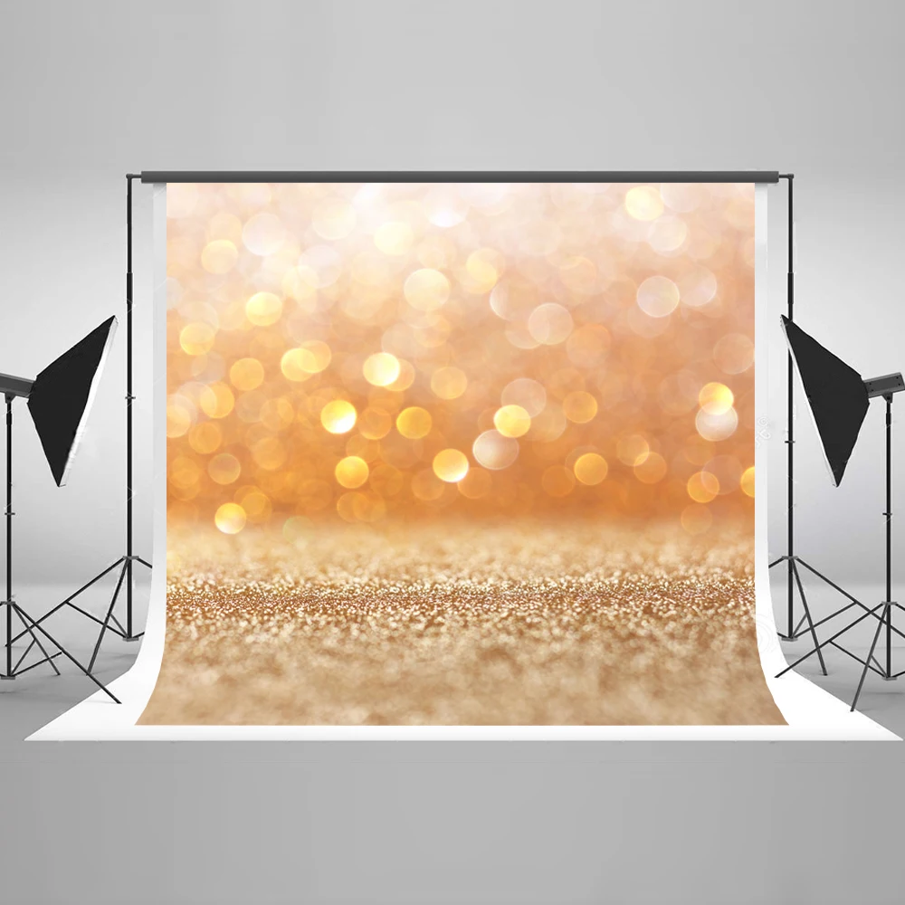 

VinylBDS 5X7FT Children photography Backdrops Photo Golden Backgrounds For Photo Studio Bokeh Studio Photo