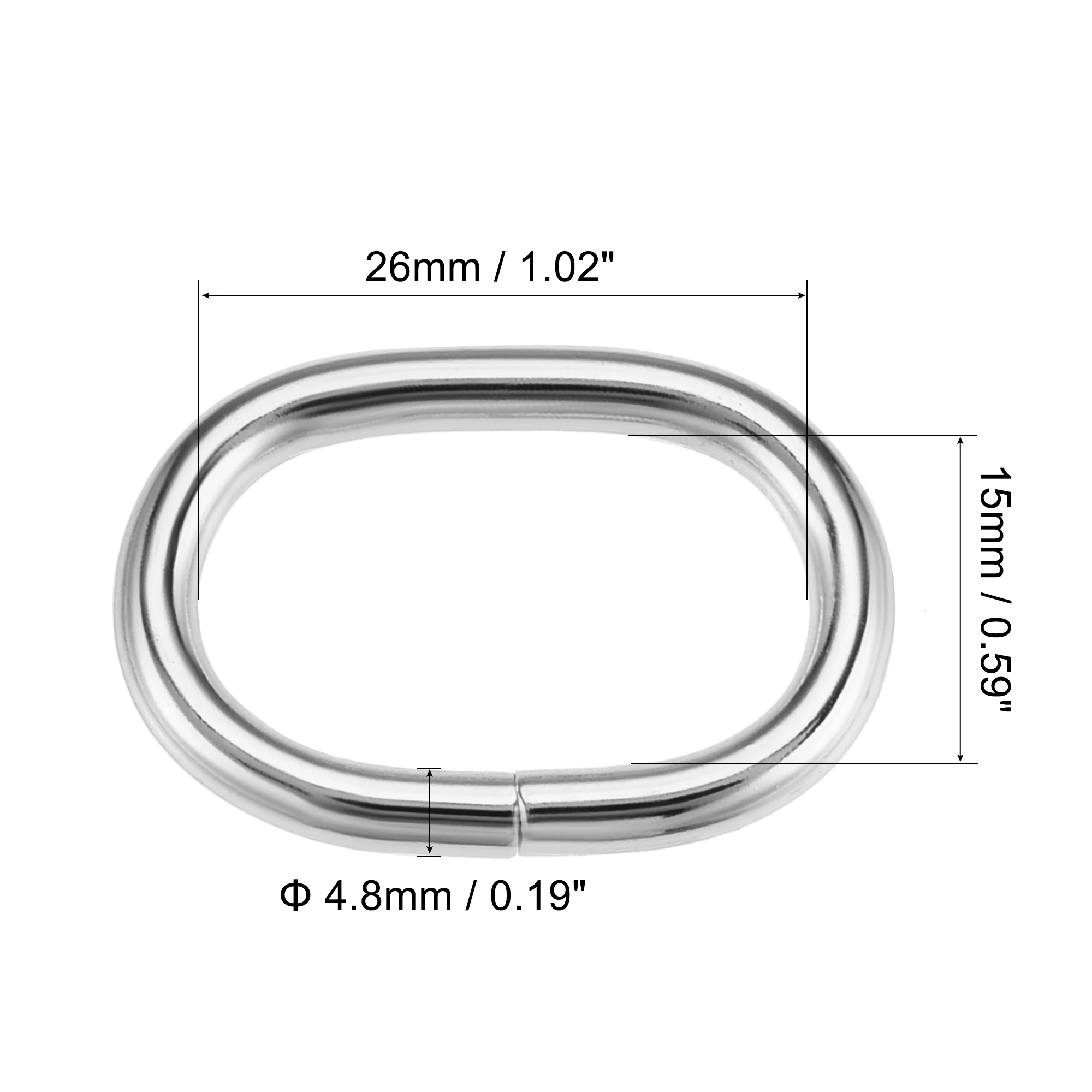 Uxcell Metal Oval Anel Fivelas 26x15mm para Sacos Cintos DIY Silver Tone 10pcs