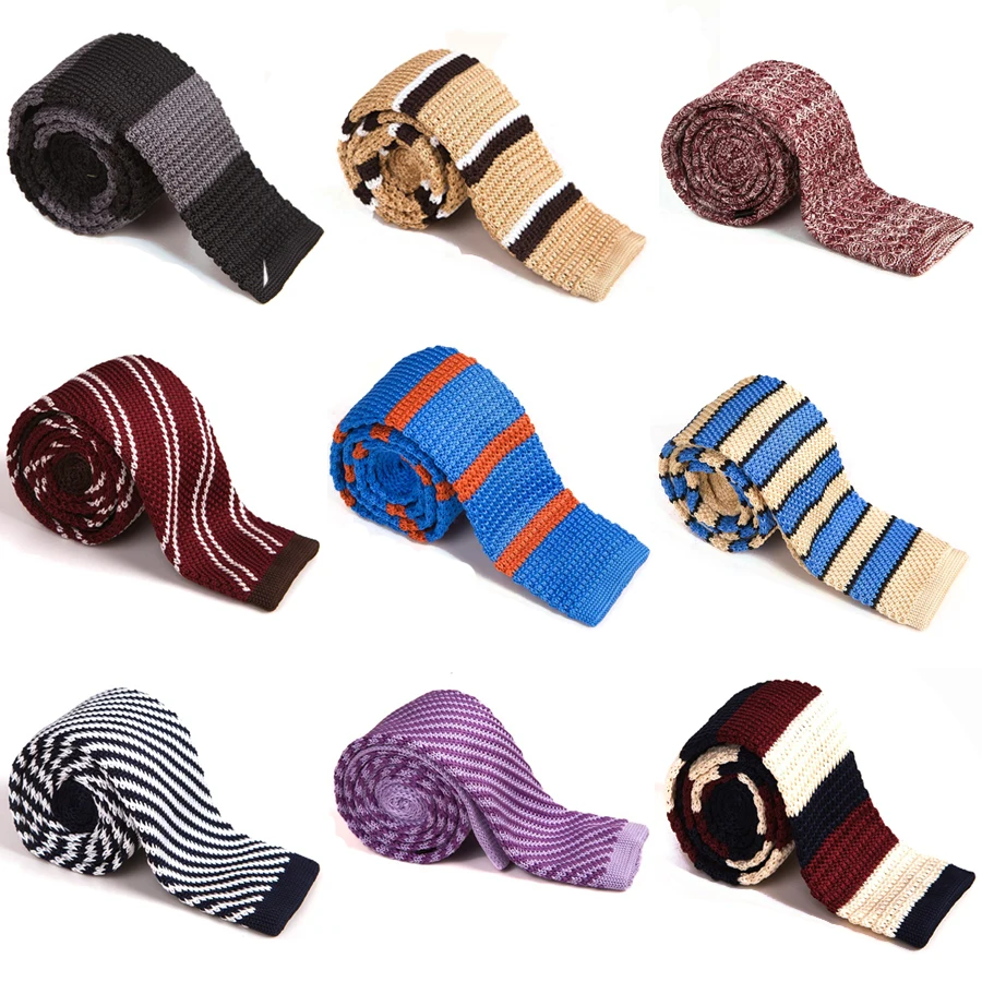 Ricnais 5.5cm Knitted Slim Ties Plain Casual Ties For Men School Accessories Ties Fashion Men's Neck Tie Winter Knit Ties