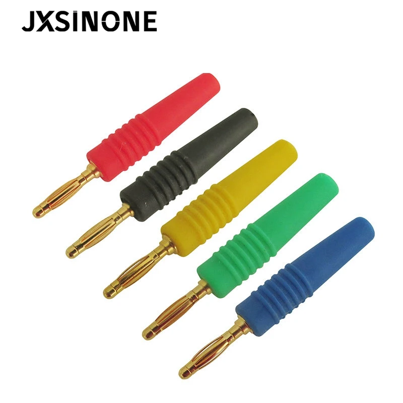 JXSINONE P3011 10 قطعة/الوحدة 2 مللي متر مطلية بالذهب البرية الموز التوصيل مكبر صوت مكبر للصوت كابل سلك الطاقة المسمار وصلة مرفاع