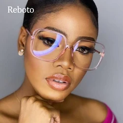 Trend Transparent Glasses Frame Women Fashionable Oversize Pink Clear Eyeglasses Spectacles Frame Fashion Optical Eyewear UV