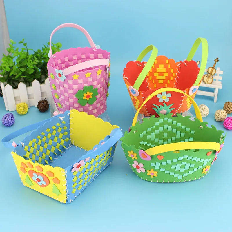 EVA Handmade Woven Paste Basket Childen Toy DIY Handicrafts Girl Gifts Sticky Kindergarten Material Kids Crafts Toys 2019 New