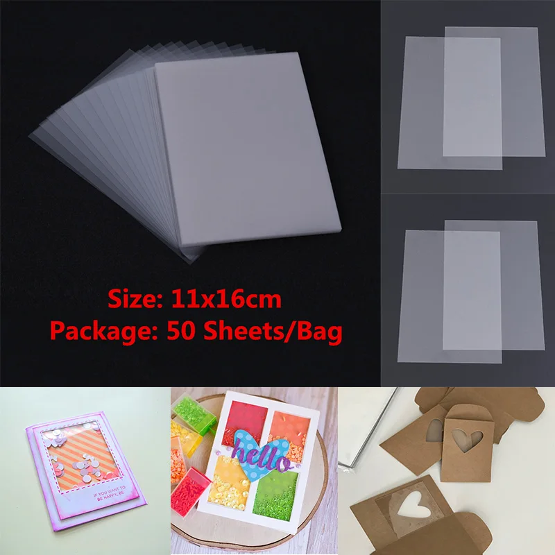 

Plastic Window Sheets 50sheets/Lot Transparent Making DIY Shaker Cards Die Cuts Decoration Scrapbooking Handmade