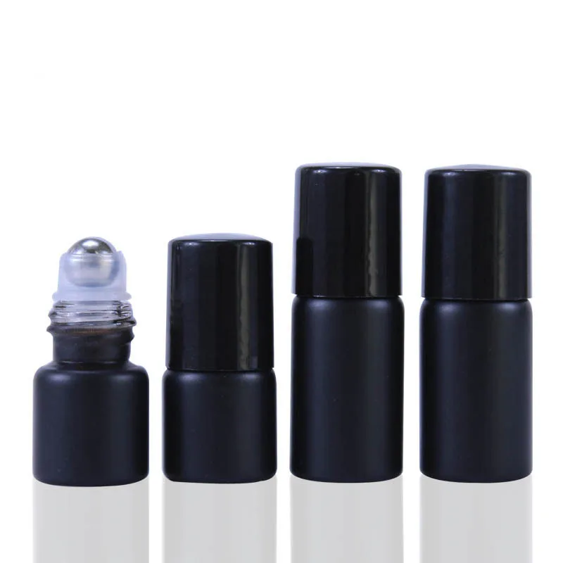 1ml 2ml 3ml Glas Rolle Auf Roller Flasche für Ätherisches Öle Nachfüllbar Parfüm Flasche Weiß Schwarz Fläschchen container 50 teile/los