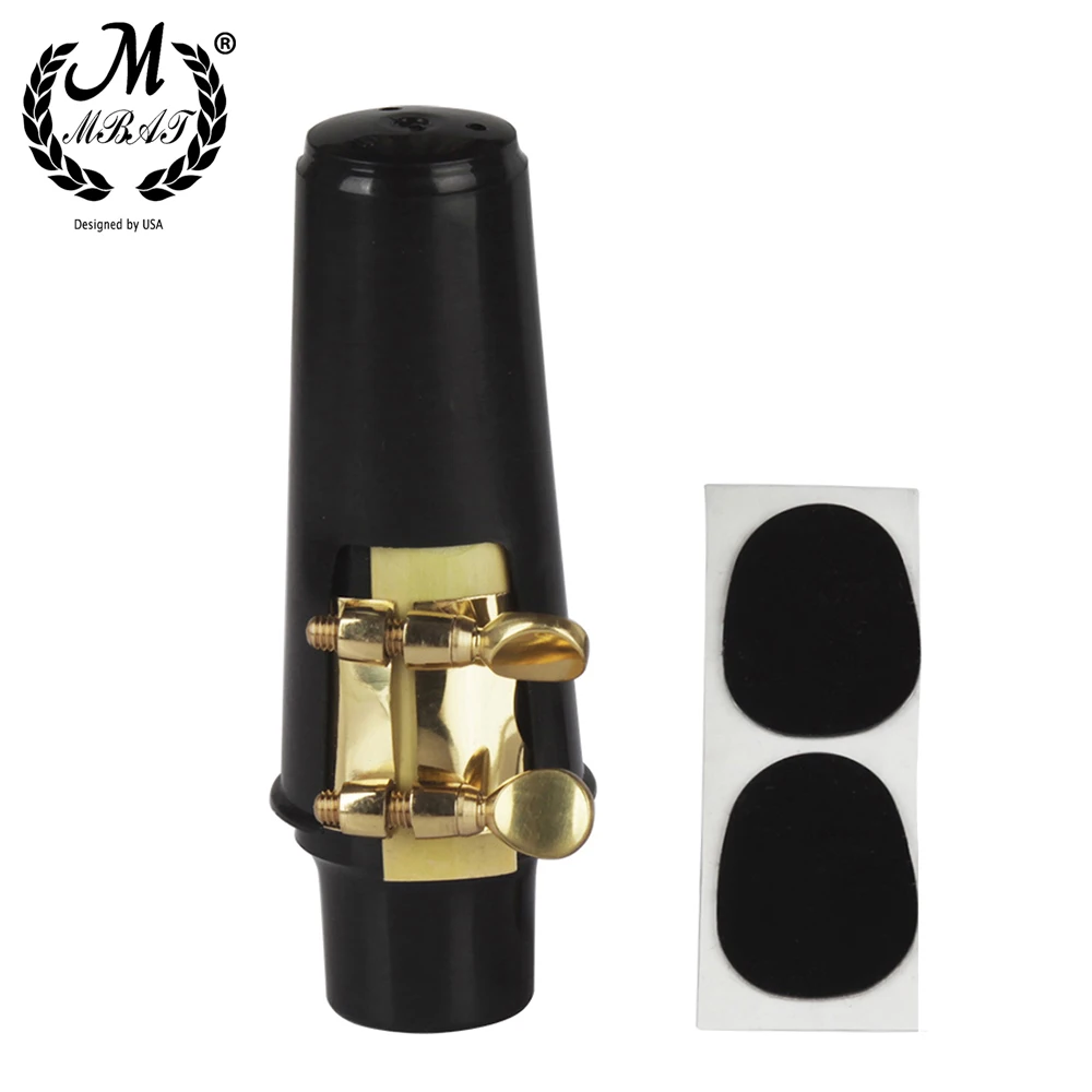 M MBAT Alto Tenor Soprano Sax Saxophone Mouthpiece Plastic with Cap Metal Buckle Reed Dental Pad Woodwind Instrument Accessories