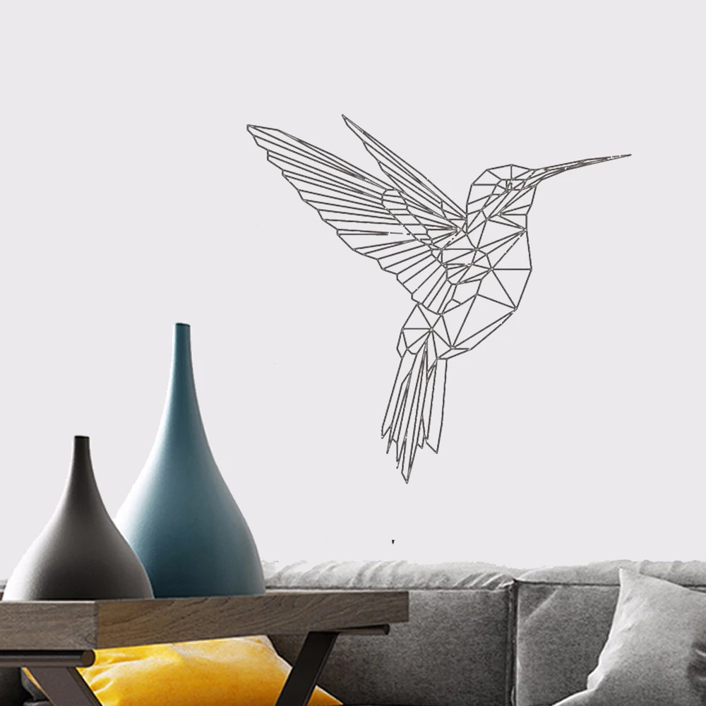 Geometric Colibri Bird Wall Decal Abstract Nature Birds Animal Wall Sticker Vinyl Art Home Decor Living Room Bedroom Mural