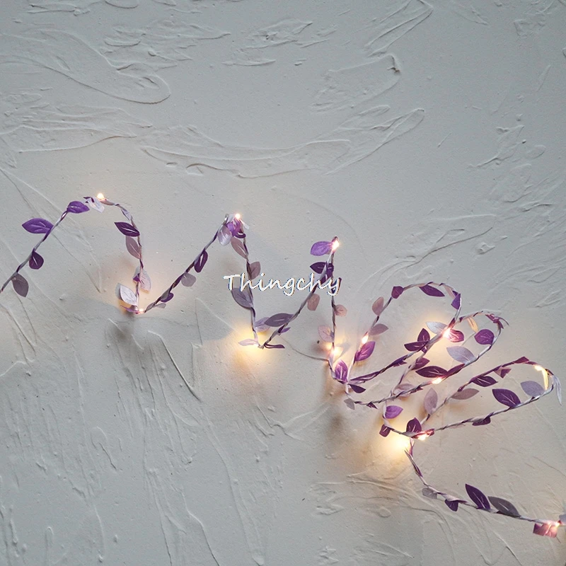 Tiny bladeren garland fairy light led koperdraad Batterij string lights voor Bruiloft bos Tafel Kerst home party Decoratie