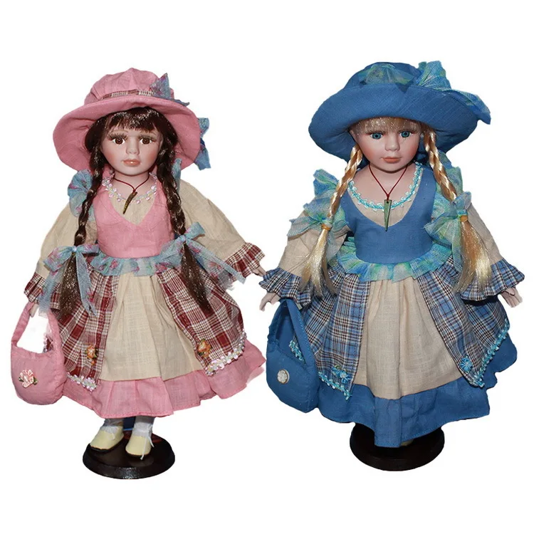 40cm Country porcelain leisure Rural girl doll ceramic doll style home decoration