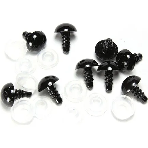 Amigurumi Black Screw 8Mm Security Locked Eye-50 Double 100 Pcs