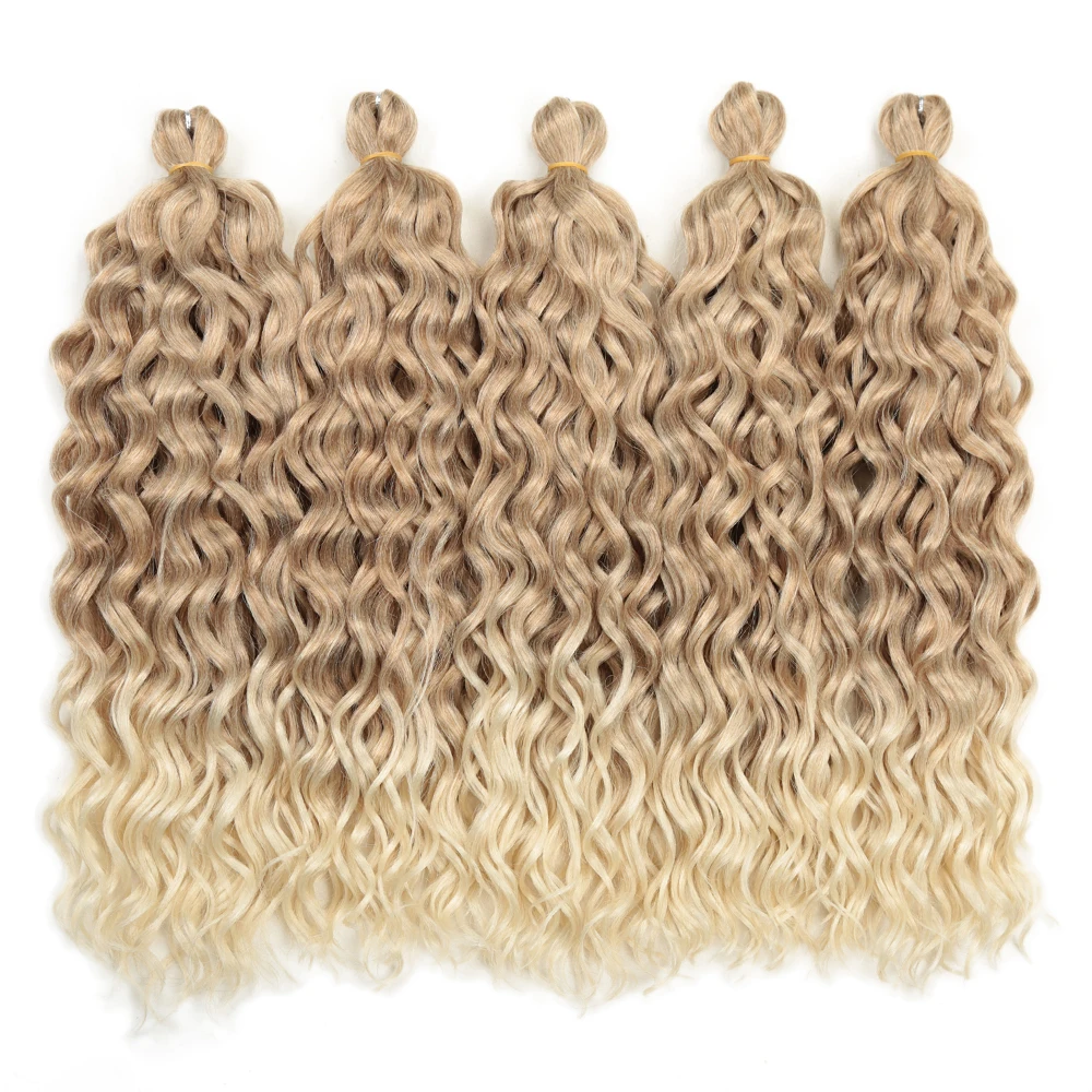 18-24 Inch Ocean Wave Crochet Braid Hair Hawaii Afro Curls Natural Synthetic Braiding Hair Extensions Pink 613 Hair Expo City