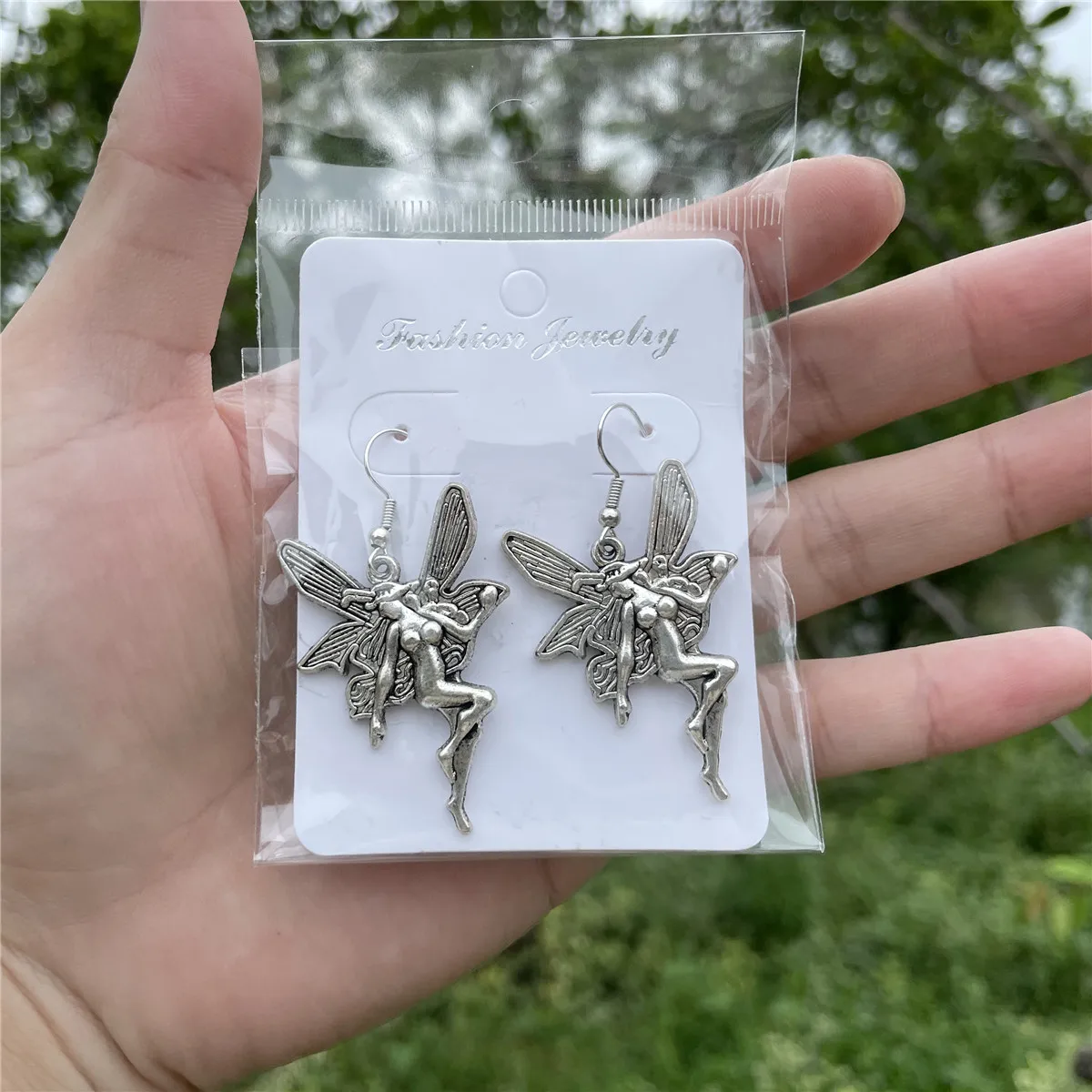 Vintage Angel Fairy Pendant Drop Earrings For Women Ancient Silver Color Pure Wings Dangle Earring Party Fashion Jewelry A973