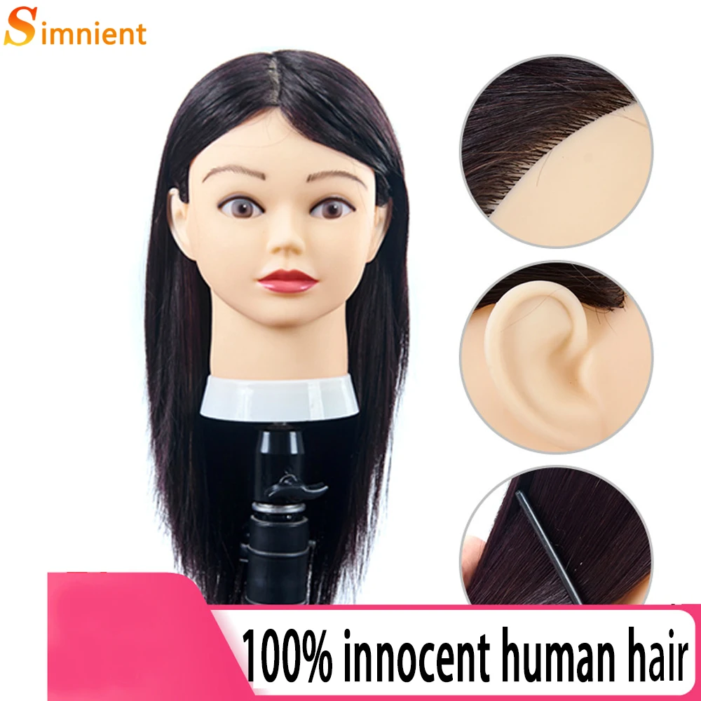 Mannequin Heads With 100% Real Human Hair For Hair Training Styling Salon Hairdresser Dummy Doll Heads For Practice Hairstyles