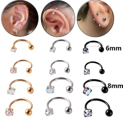 1pc 6/8mm Stainless Steel Zircon Cz Hoop Tragus Cartilage Helix Stud Earring Conch Rook Daith Lobe Ear Screw Piercing Jewelry