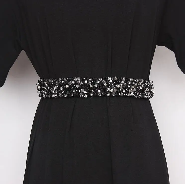 Women's runway fashion blingbling rhinestone beaded Cummerbunds female Dress Corsets Waistband Belts decoration wide belt R2425