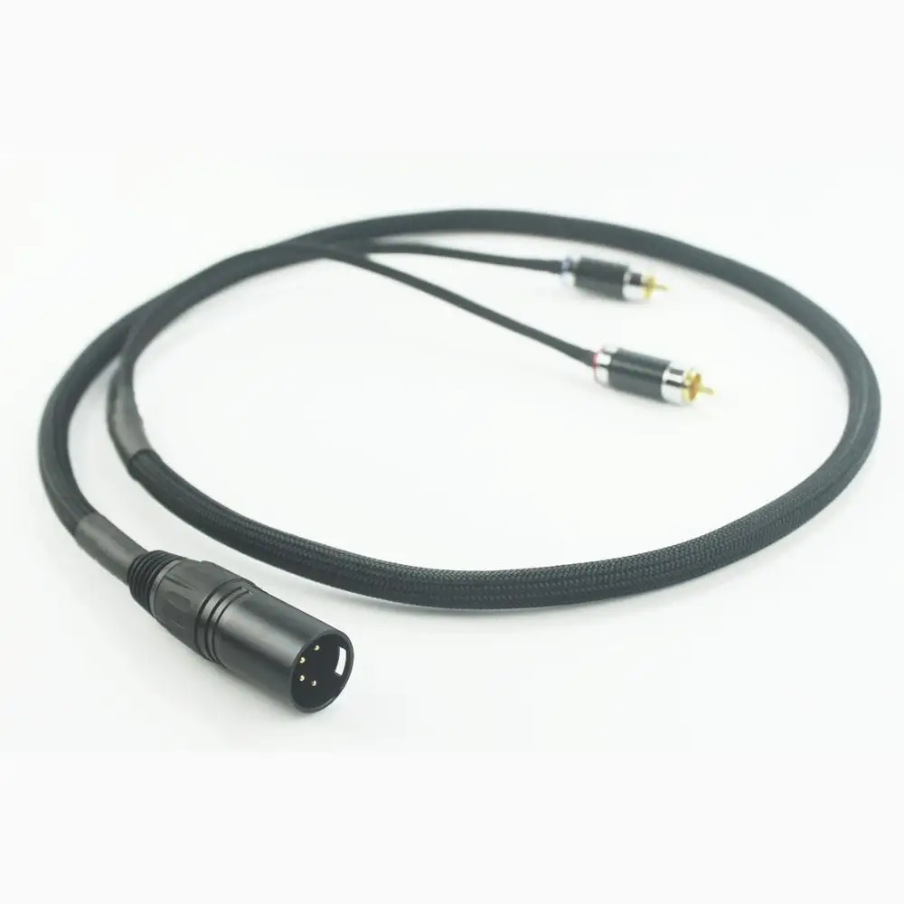 4 Pin XLR to RCA Silver Plated Audio Headphone Adapter Cable 3 FT 1M XLR Male