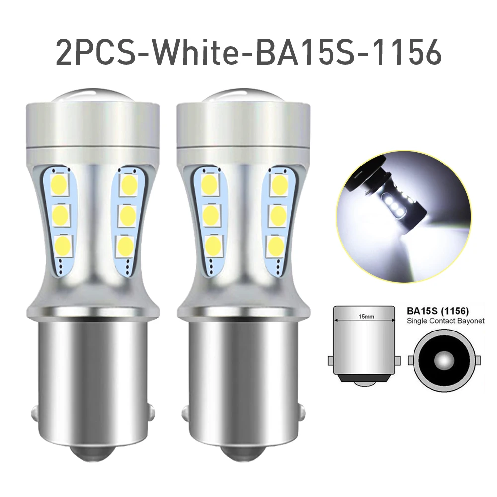 2x P21W BA15S LED Canbus 1156 BAY15D 1157 P21/5W LED-Lampen T15 R5W Autolichter 6500K Weiße Bremslichter Rückfahrscheinwerfer DRL T20 7443