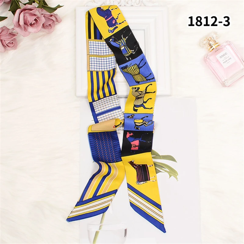 New Twill Scarf For Women Fashion Small Narrow Hair Band Girl Shirt Neckcloth Tie Bag Handle Ribbon Headband Hijab Bandana