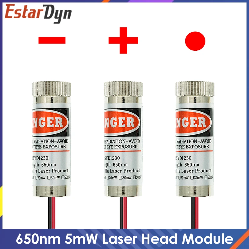 650nm 5mW Red Point / Line / Cross Laser Module Head Glass Lens Focusable Industrial Class